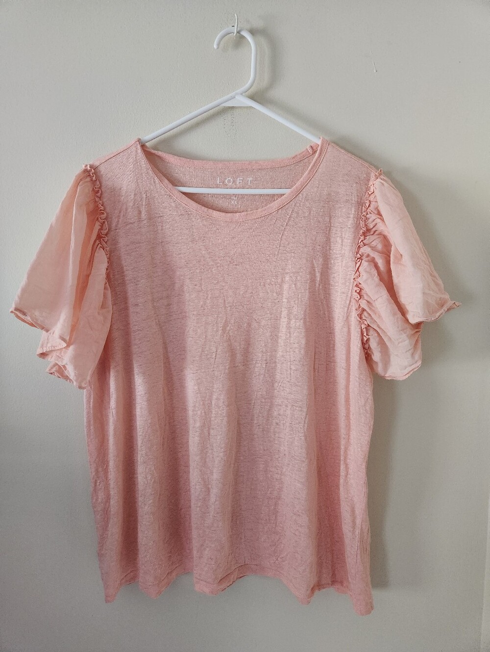 Loft Linen Ruffled Puff Sleeve Top - Picture 2 of 7